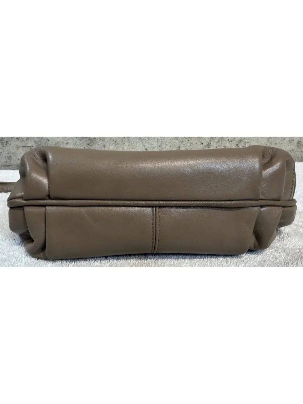 Vintage John Romain Beige Tan Leather Small Crossbody Handbag Purse Shoulder Bag